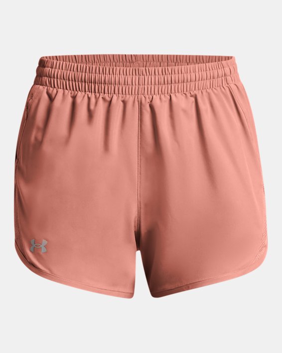 Shorts de 7 cm (3 in) UA Fly-By para mujer, Pink, pdpMainDesktop image number 4